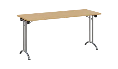 SLC 160 chrom skládací jednací stůl 1600x600, deska 25 mm, podnož chrom, deska javor horský